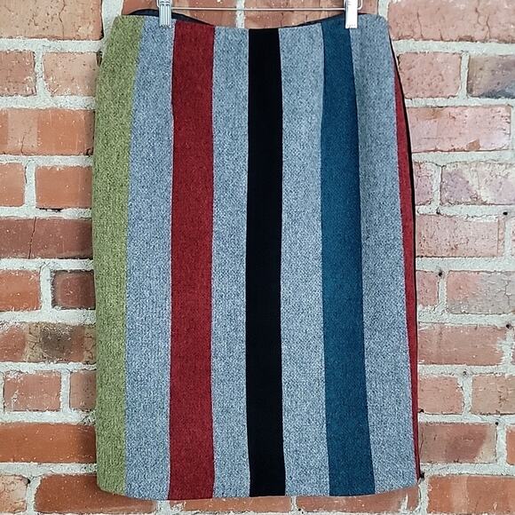 ASOS Women's Polyester Wool Blend Striped Wrap Full Length Skirt 12 - Picture 7 of 11